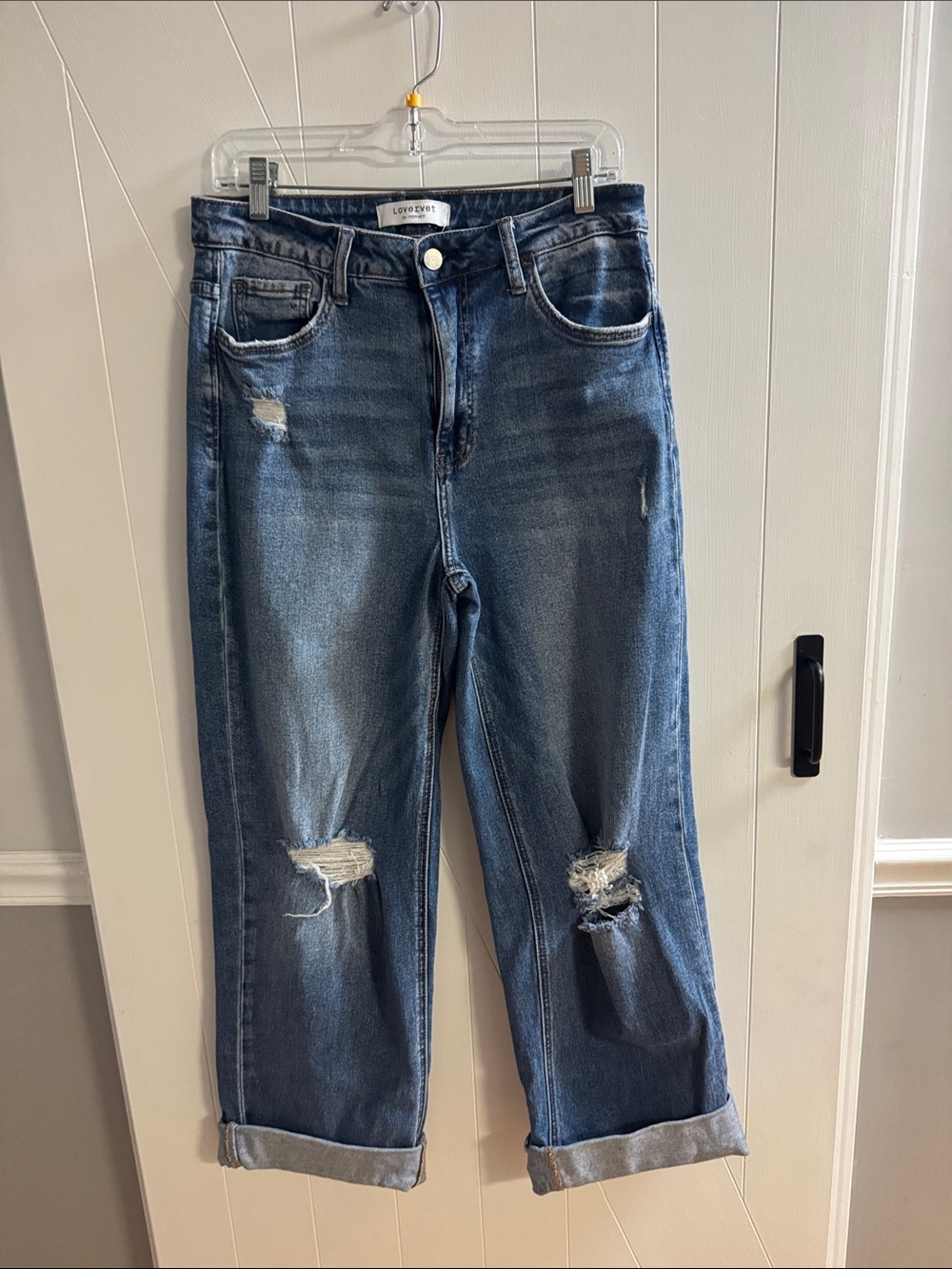 Lovervet By Vervet High Rise Distressed Straight Cuffed Jeans - Size 29/9
